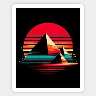 Retro Sunset Pyramids of Giza Design Sticker